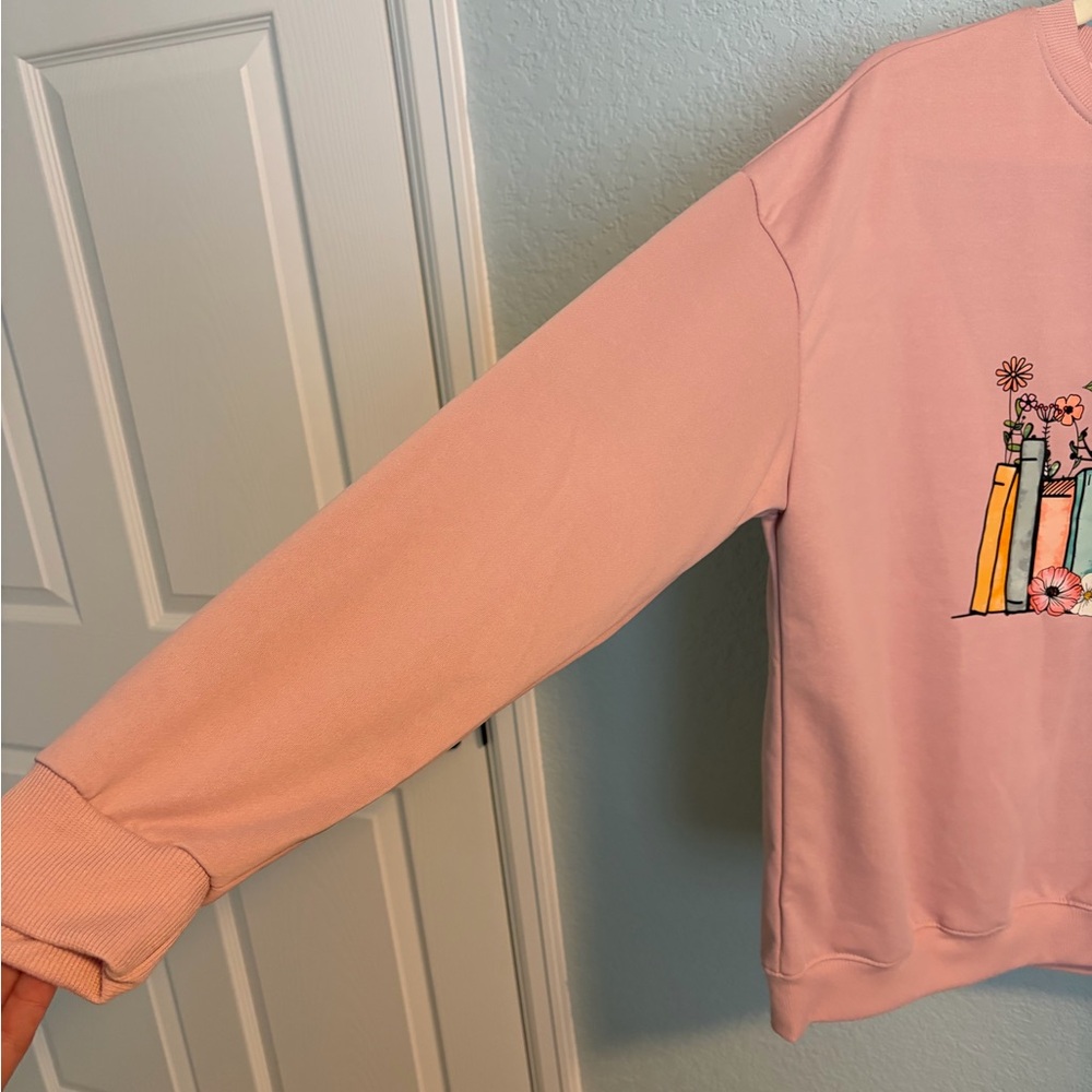 Floral Book Graphic Pink Sweater - Picture 2 of 5